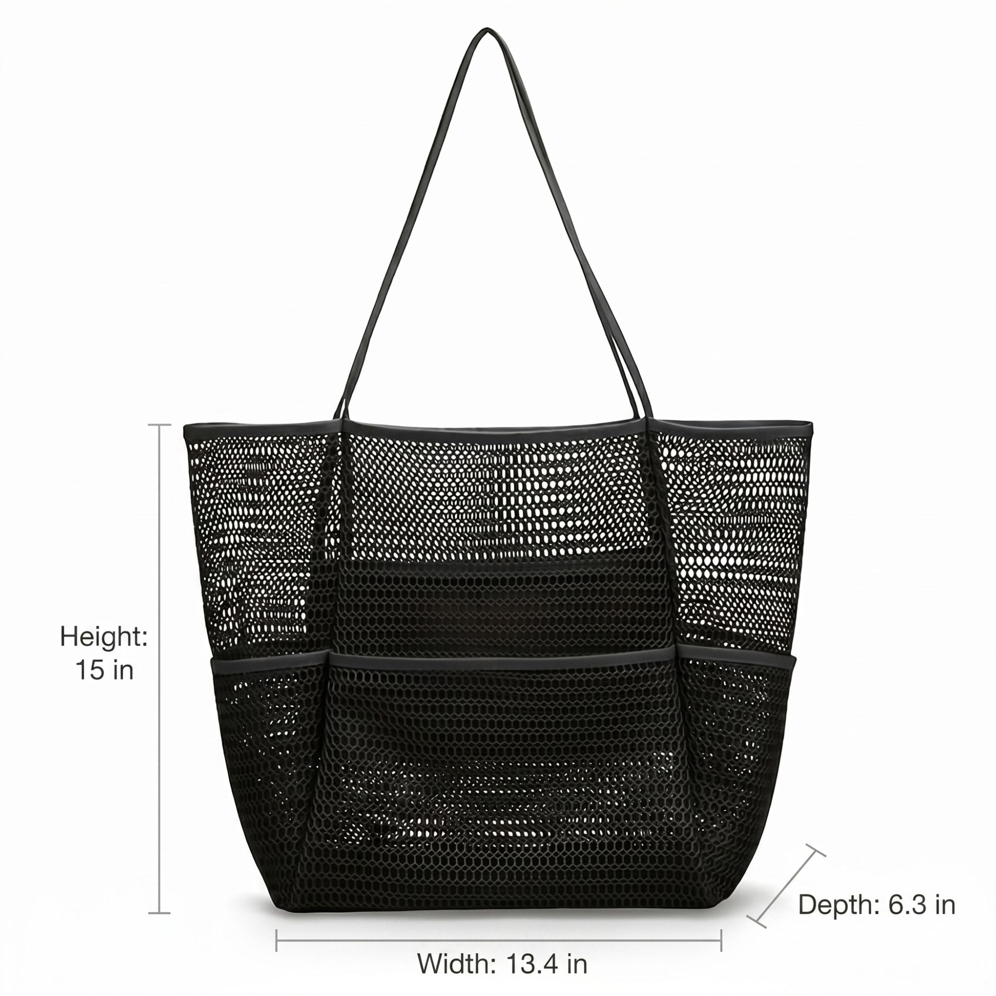 Mesh Beach Tote Bag with See Through Design and Shoulder Handles