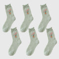 Anna-Kaci Women's Sheer Floral Embroidered Ankle Socks with Ruffle Cuff 6Pk