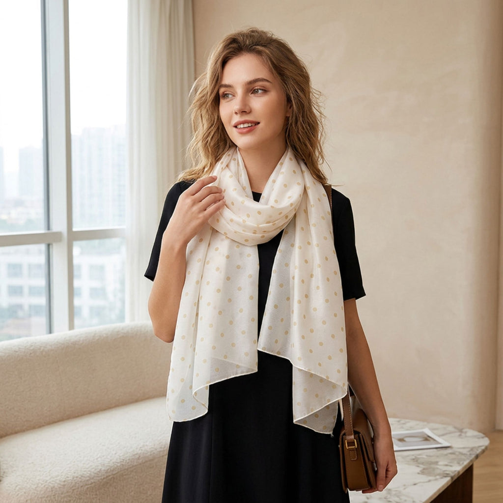 Lightweight Polka Dot Scarf Wrap Shawl for Everyday Outfits 71*27.5 Inches