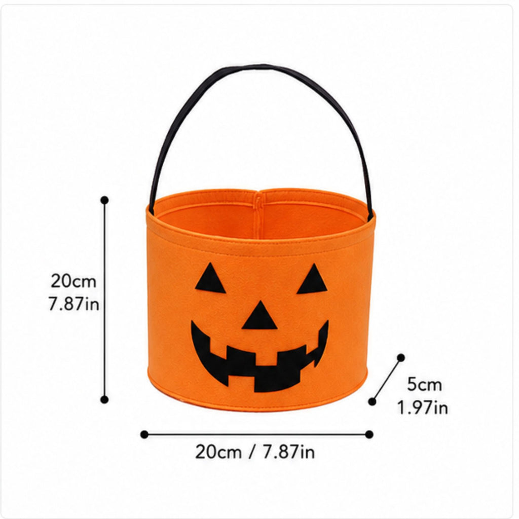Halloween Felt Candy Bucket Pumpkin Trick or Treat Basket Large Capacity Holiday Storage Tote Bag
