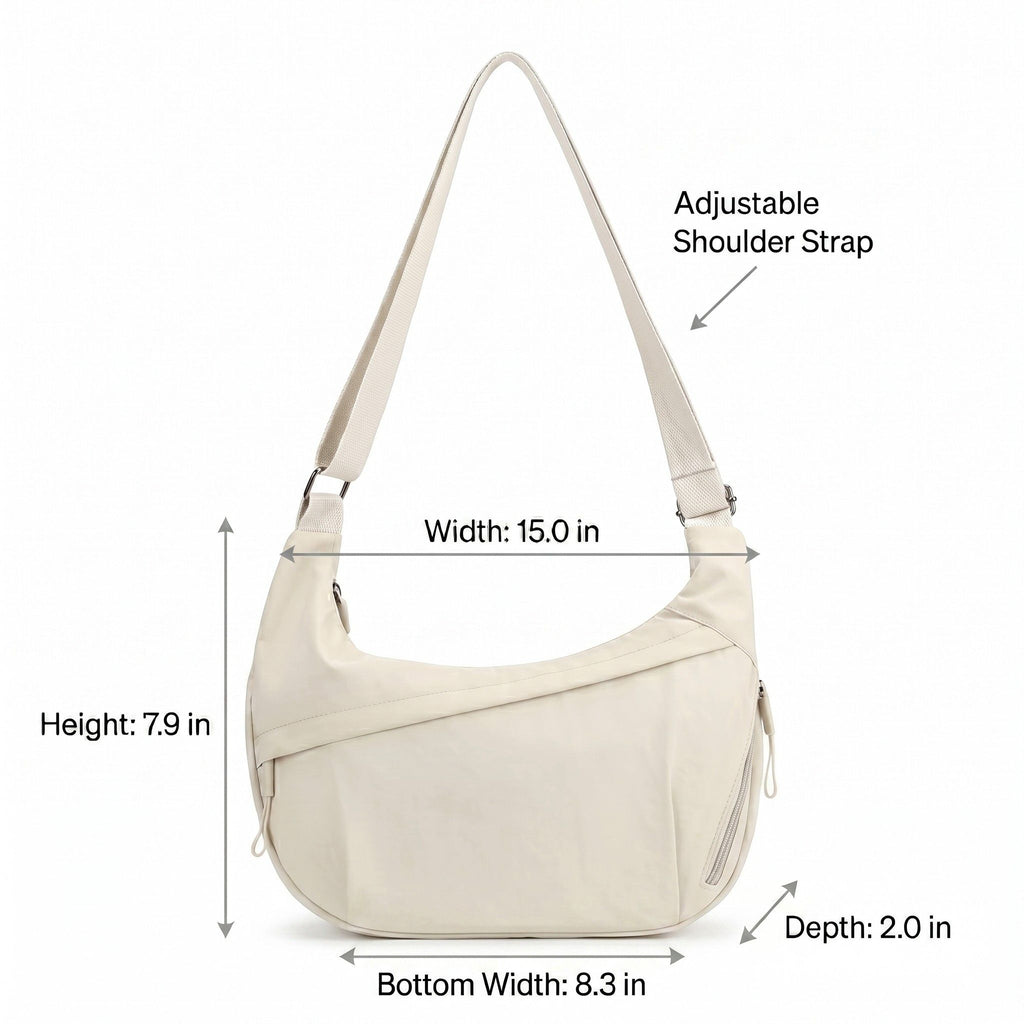 Nylon Crossbody Bag with Adjustable Strap Lightweight Shoulder Sling Bag with Zip Pockets