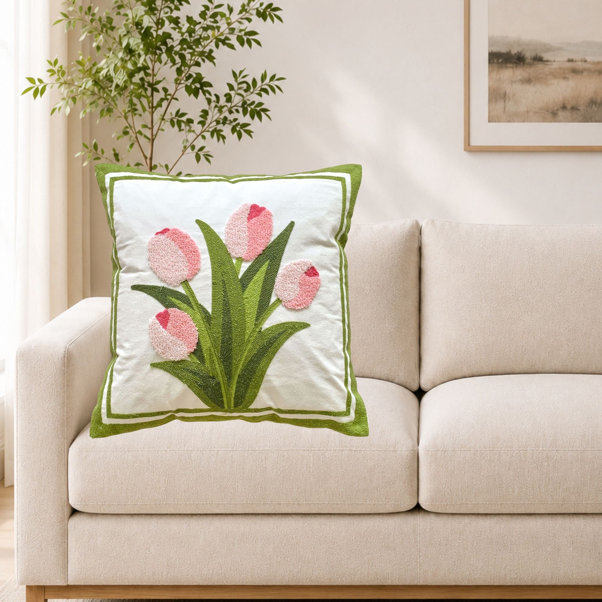 17.7*17.7in Canvas Throw Pillow Decorative Cushion for Home