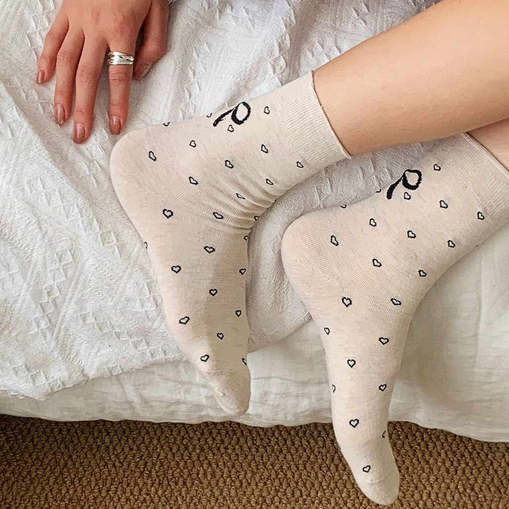 Anna-Kaci Women's Cotton Bow - Heart Pattern Ankle Socks 6pk