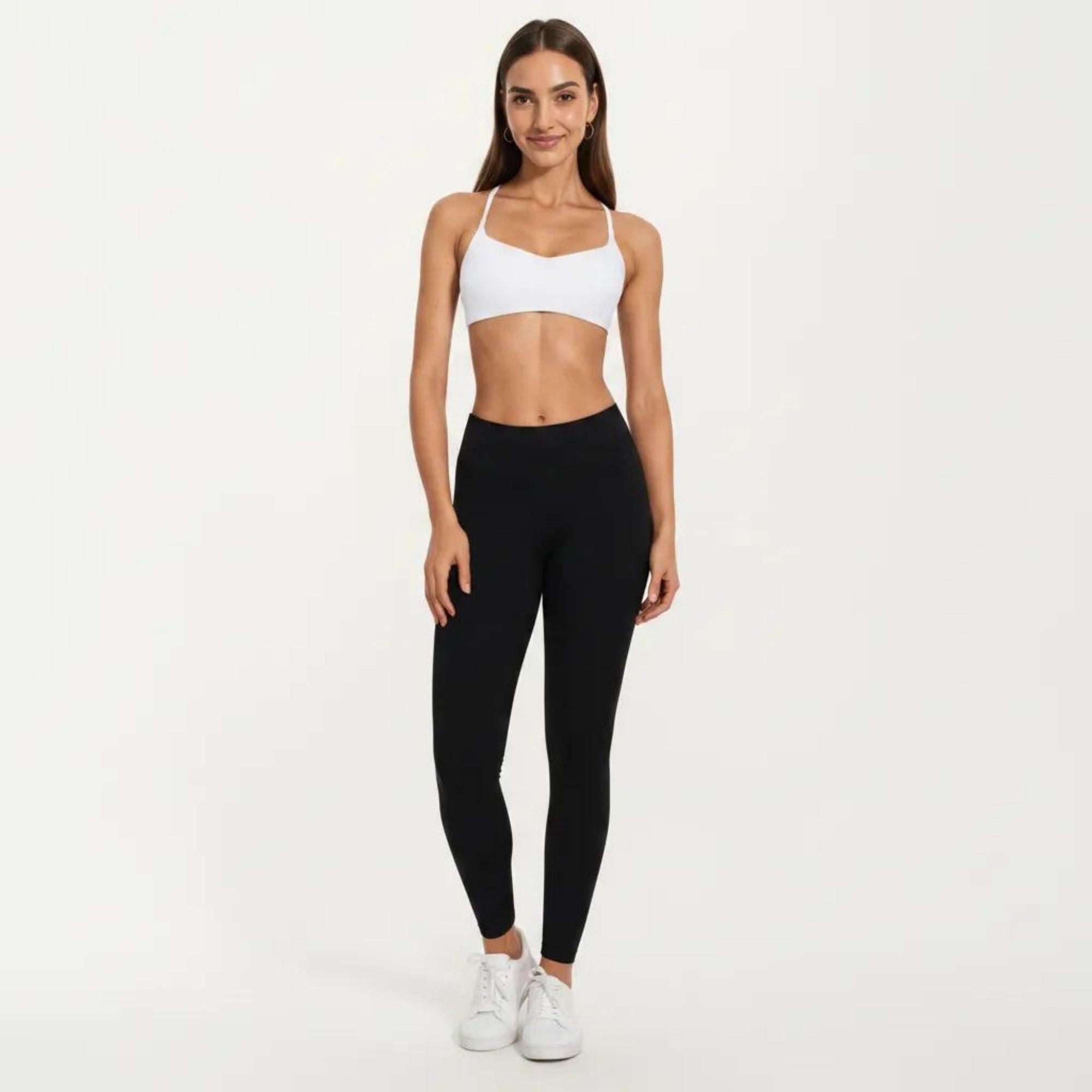 Anna-Kaci Active Women's Strappy Sports Bra with Adjustable Cross Back and Scoop Neck Front