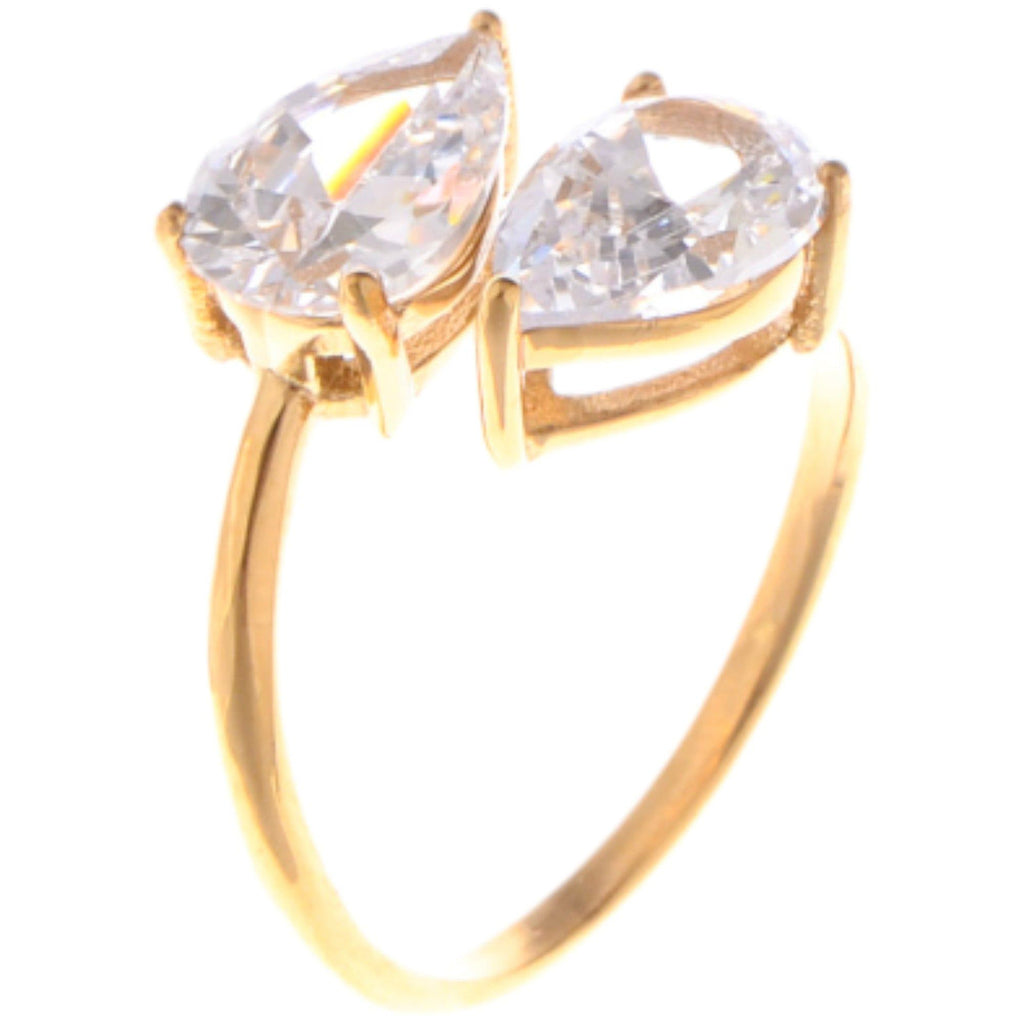 Anna-Kaci Gold-Plated Heart Drop Fashion Earrings with Crystal Stud Accents