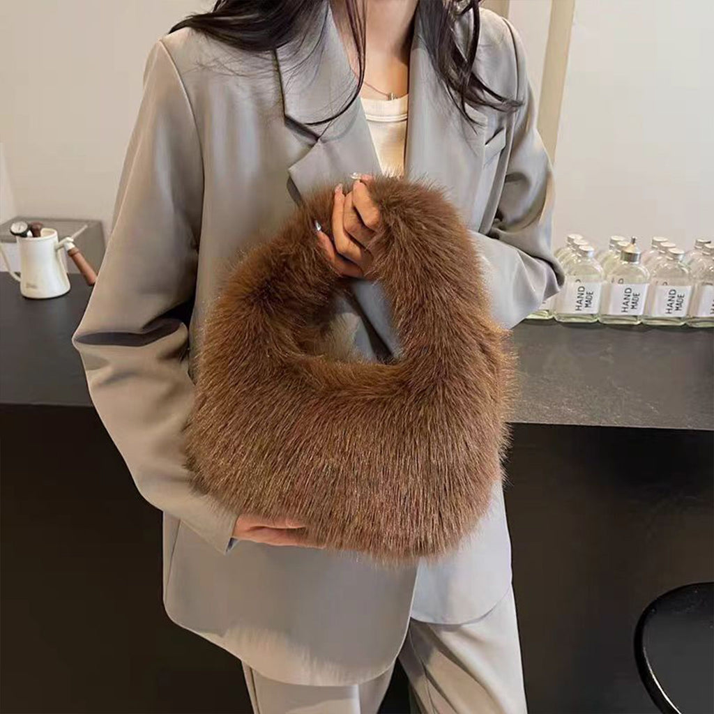 Anna-Kaci Women's Cute Plush Fur Handbag with Soft Texture