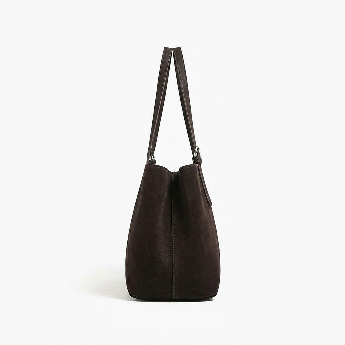 Large Faux Suede Tote Bag with Adjustable Double Shoulder Straps