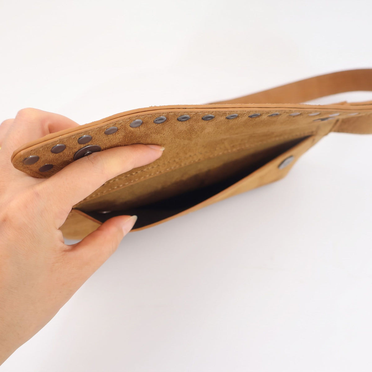 Studded Faux Suede Belt Bag Waist Pack
