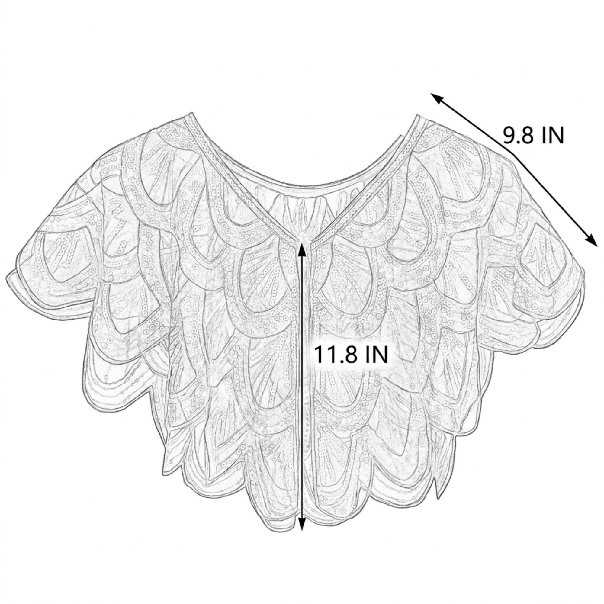 Sequin Mesh Capelet Cover Up with Scalloped Trim