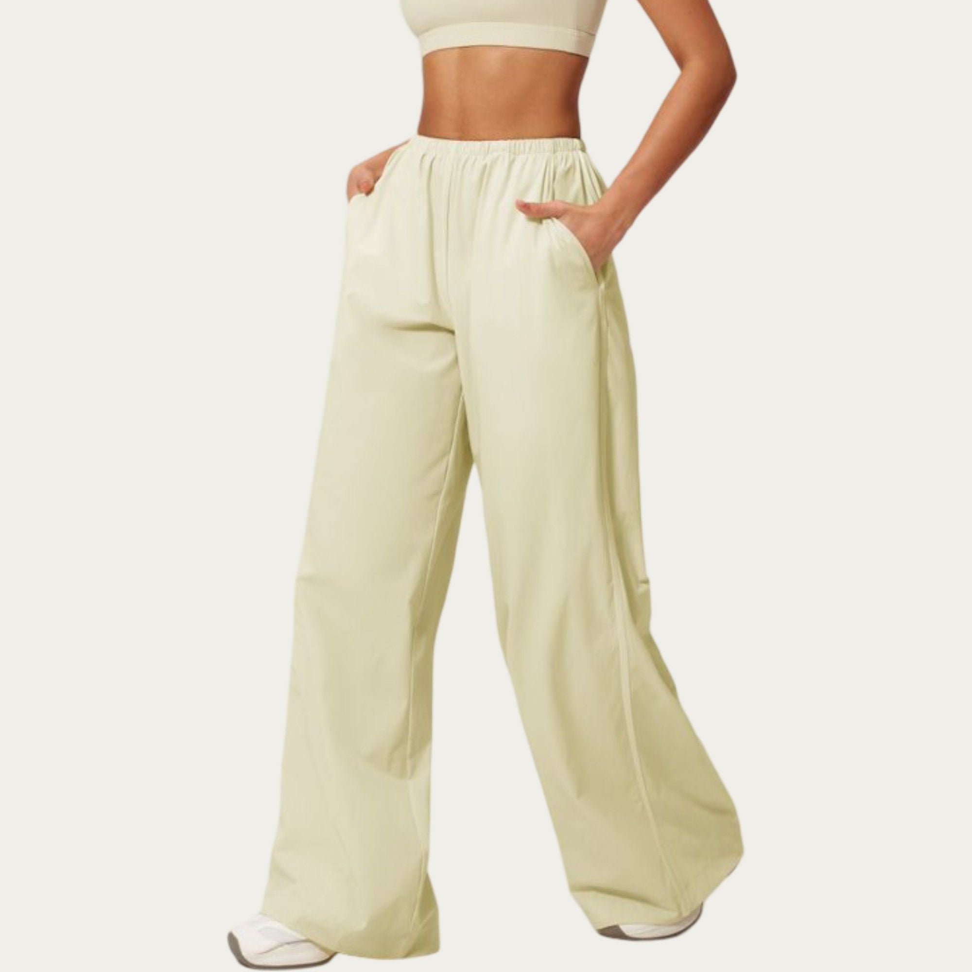 Anna-Kaci Active Women's Wide Leg Lounge Pants with Elastic Waistband and Relaxed Draped Fit