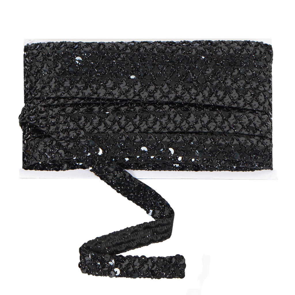 Sewing Sequin Trim 0.9 Inch 4 Row, 25 Yards Glitter Sequin Ribbon Metallic Stretch Bling Strip DIY Craft Decoration