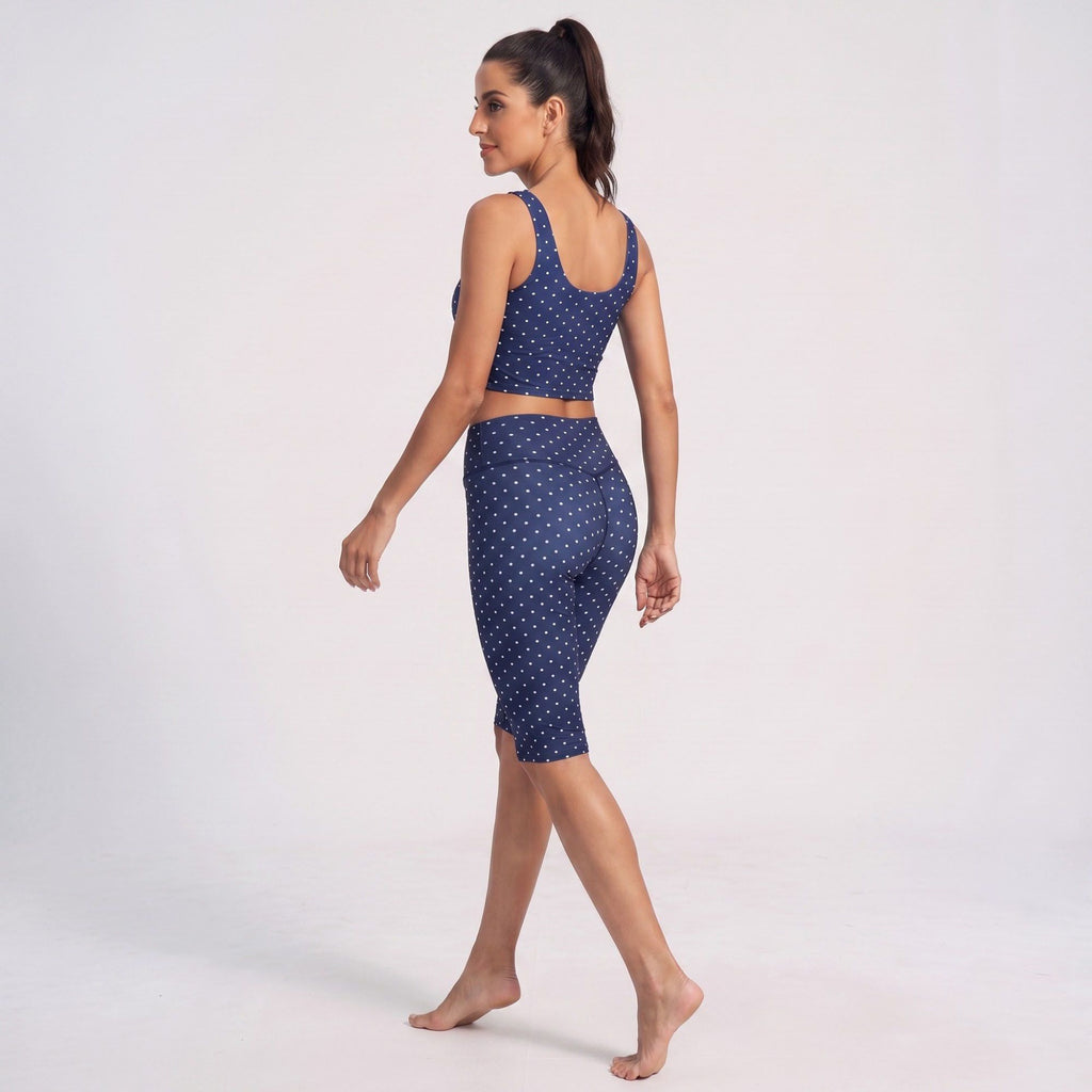 Polka Dot Foldover Waist Capri Leggings Fitted Cropped Yoga Pants for Dance Gym Workouts