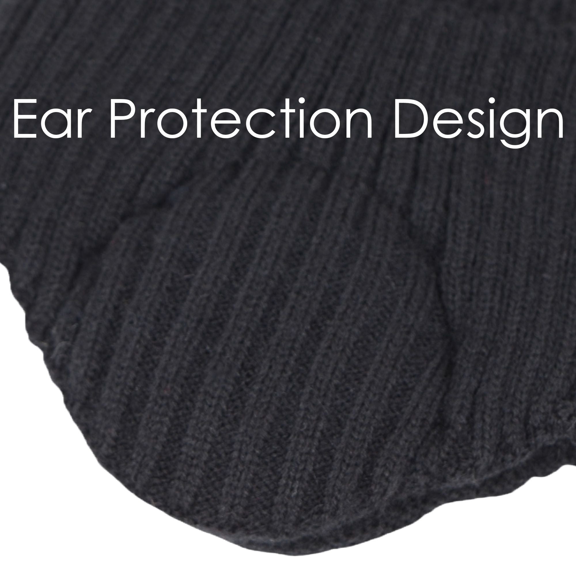 Alilang Warm Winter Knitted Beanie Hat with Earflap Daily Headwear Ski Mask for Men Women