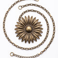 Vintage Sunflower Metal Waist Chain Adjustable Retro Body Belt Floral Inspired Waist Jewelry 47.2in