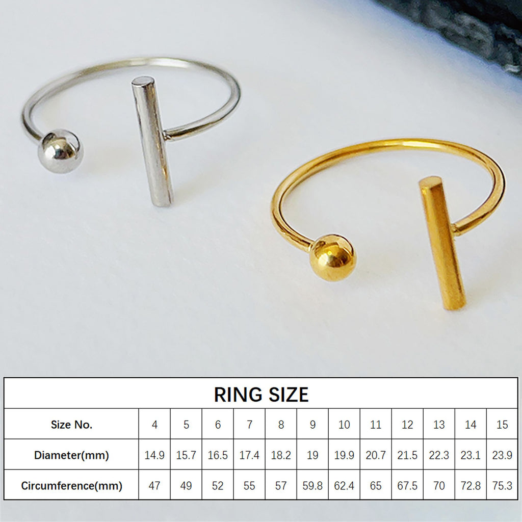 Women's Titanium Steel Open Adjustable Minimalist Statement Ring for Daily Wear