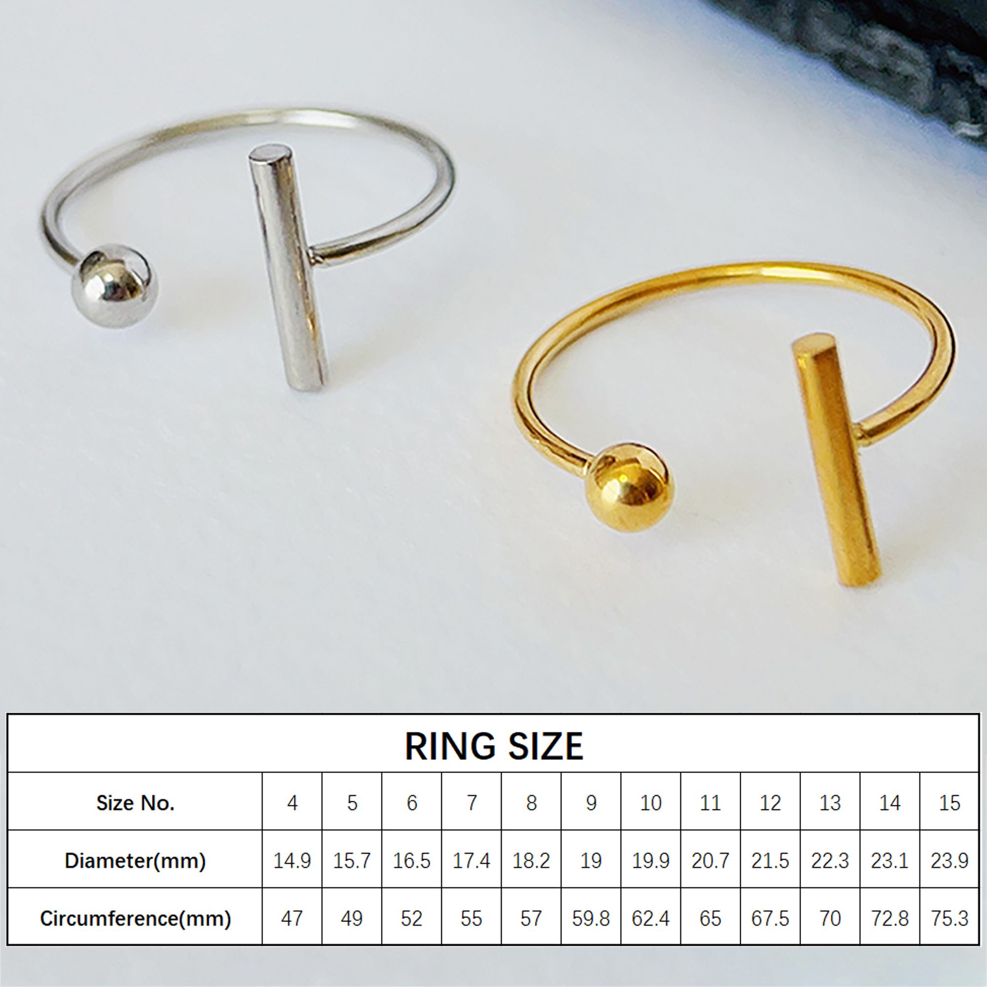 Women's Titanium Steel Open Adjustable Minimalist Statement Ring for Daily Wear