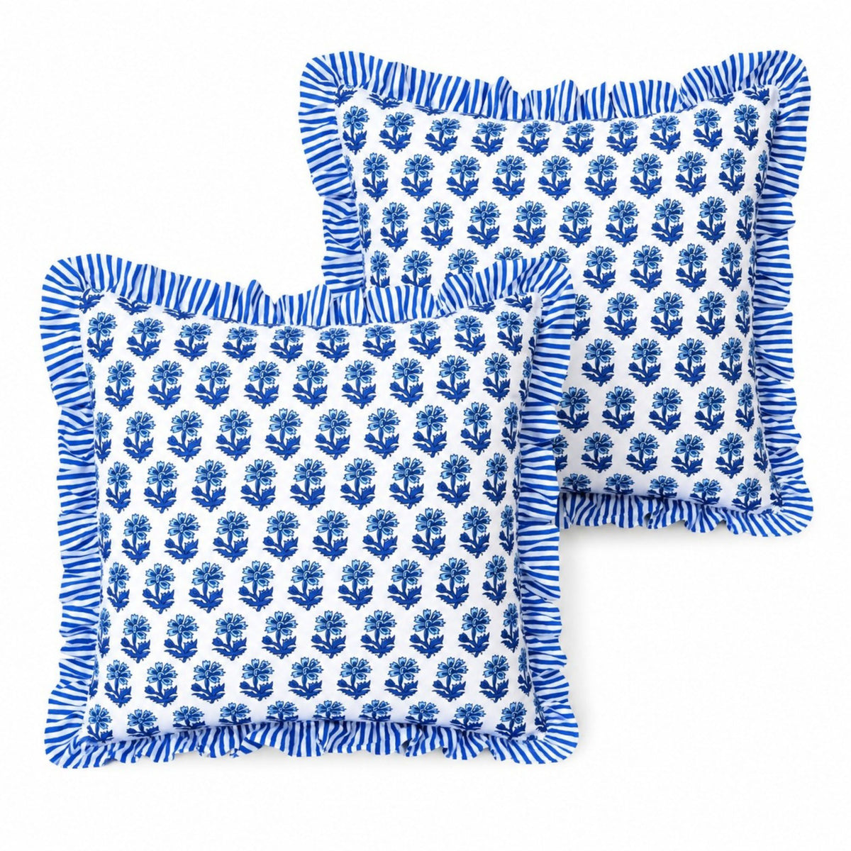 2 Pack Floral Lattice Ruffle Decorative Throw Pillow Covers