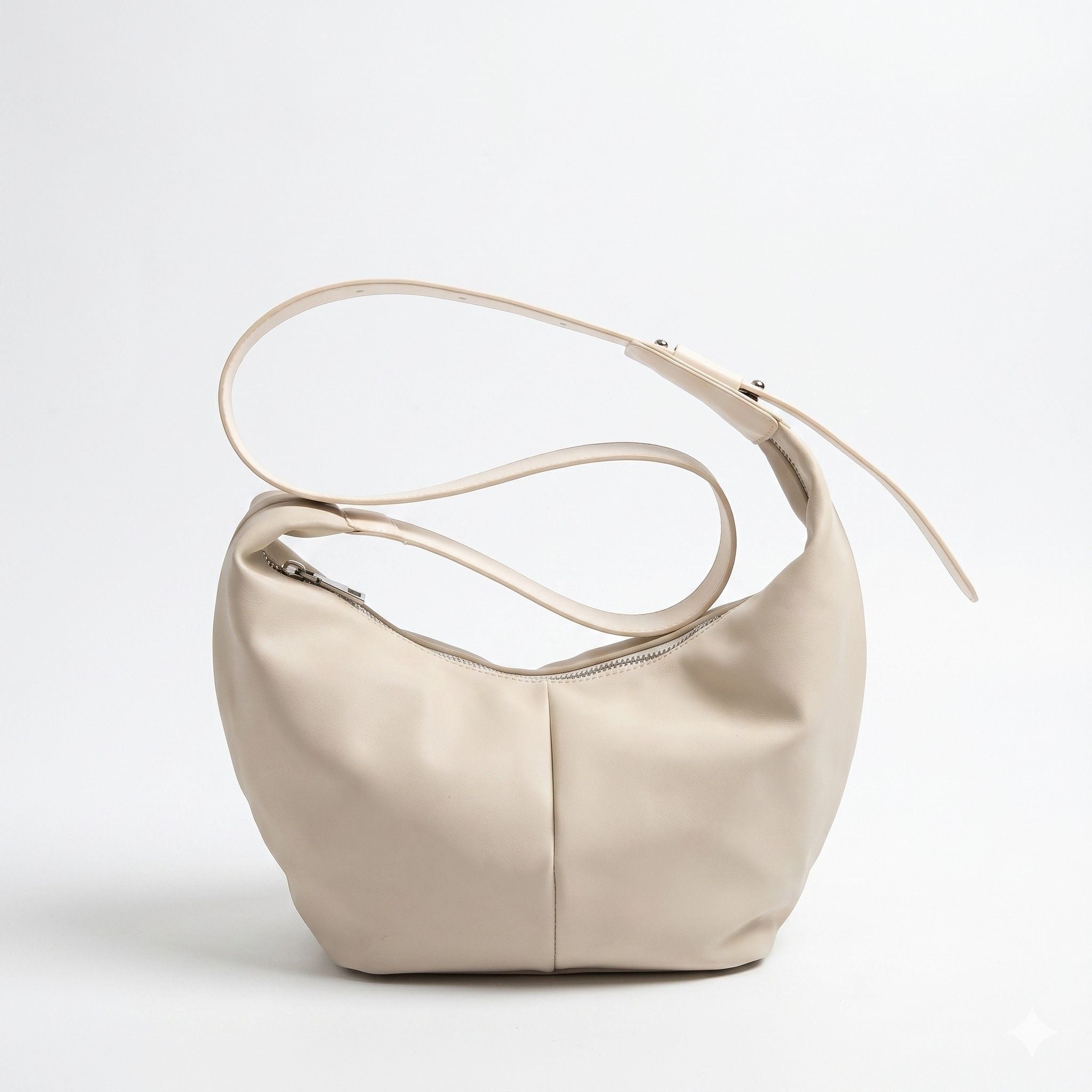 Soft Faux Leather Crescent Shoulder Bag Adjustable Strap Slouchy Everyday Crossbody Purse