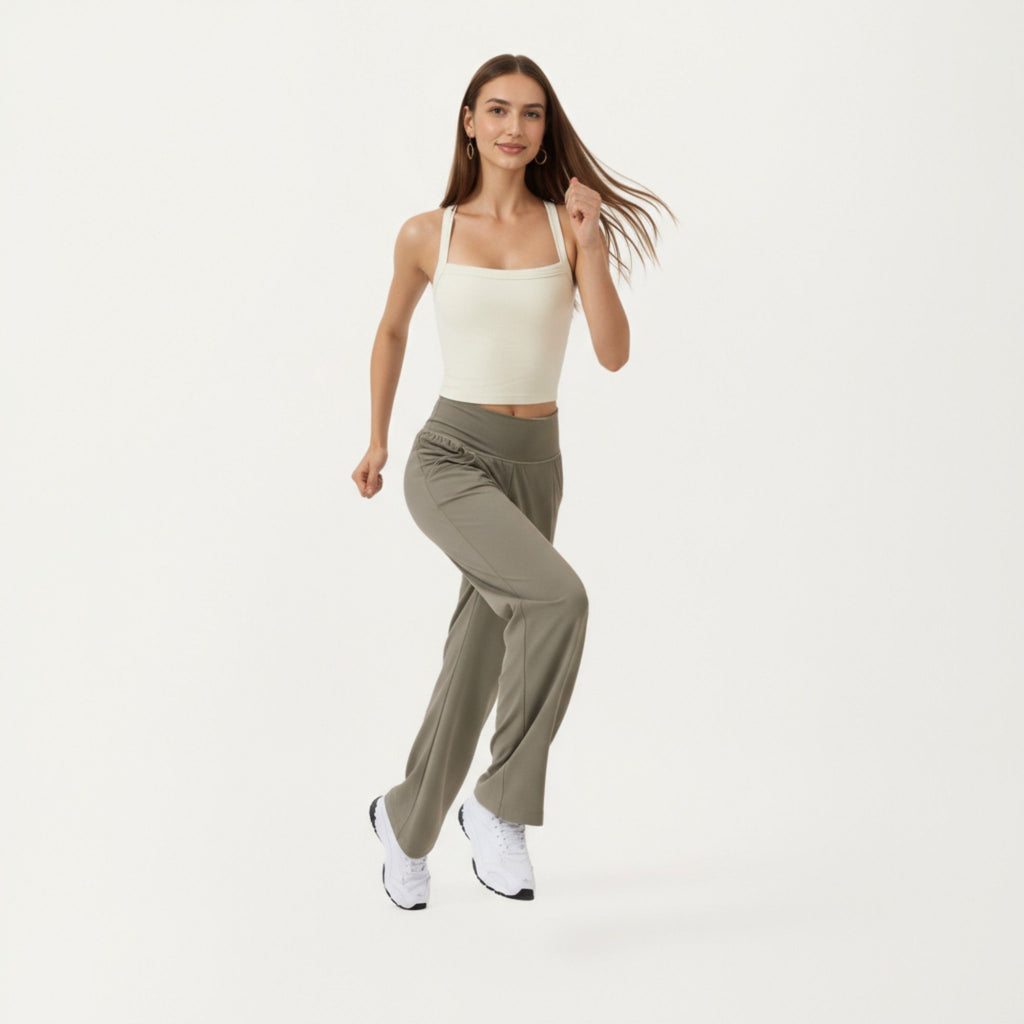 Anna-Kaci Active Women's High Waist Wide Leg Sweatpants with Side Pockets and Smooth Stretch Fabric