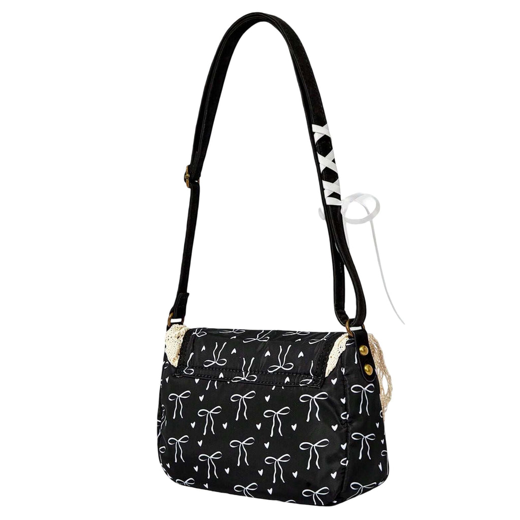 Vintage Lace Crossbody Bag for Women, Adjustable Shoulder Purse with Buckle Flap