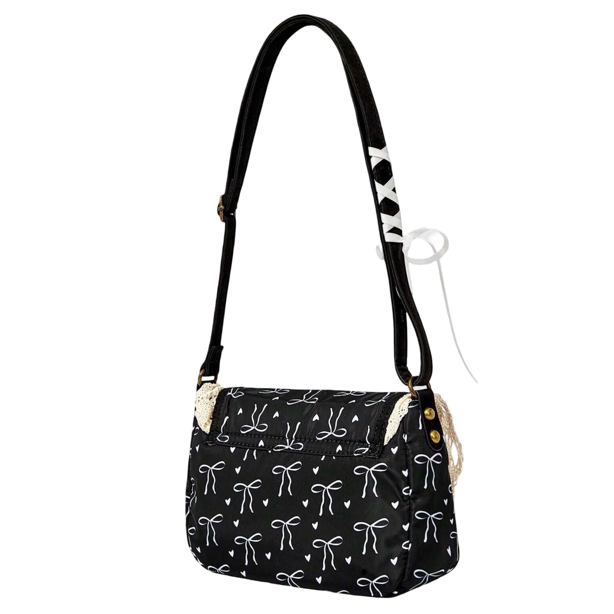 Vintage Lace Crossbody Bag for Women, Adjustable Shoulder Purse with Buckle Flap