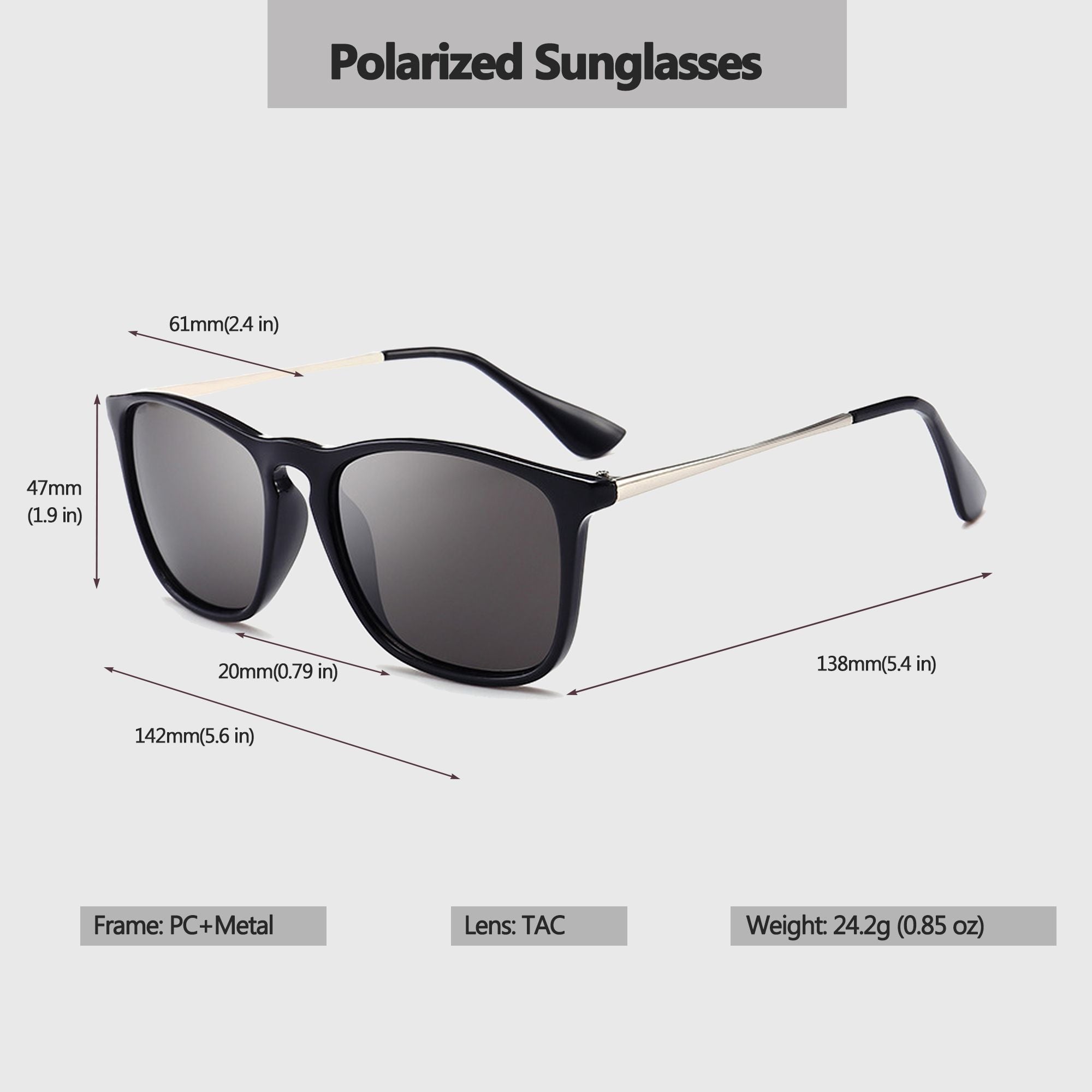 Anna-Kaci Women's Trendy Square Metal Arm Sunglasses