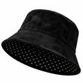Faux Suede Bucket Hat with Polka Dot Lining