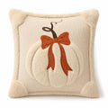 Funda de cojín decorativa con lazo de calabaza texturizada para sofá, cama, silla, decoración de otoño