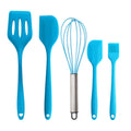 5-Piece Silicone Kitchen Utensil Set with Spatulas, Whisk and Pastry Brush