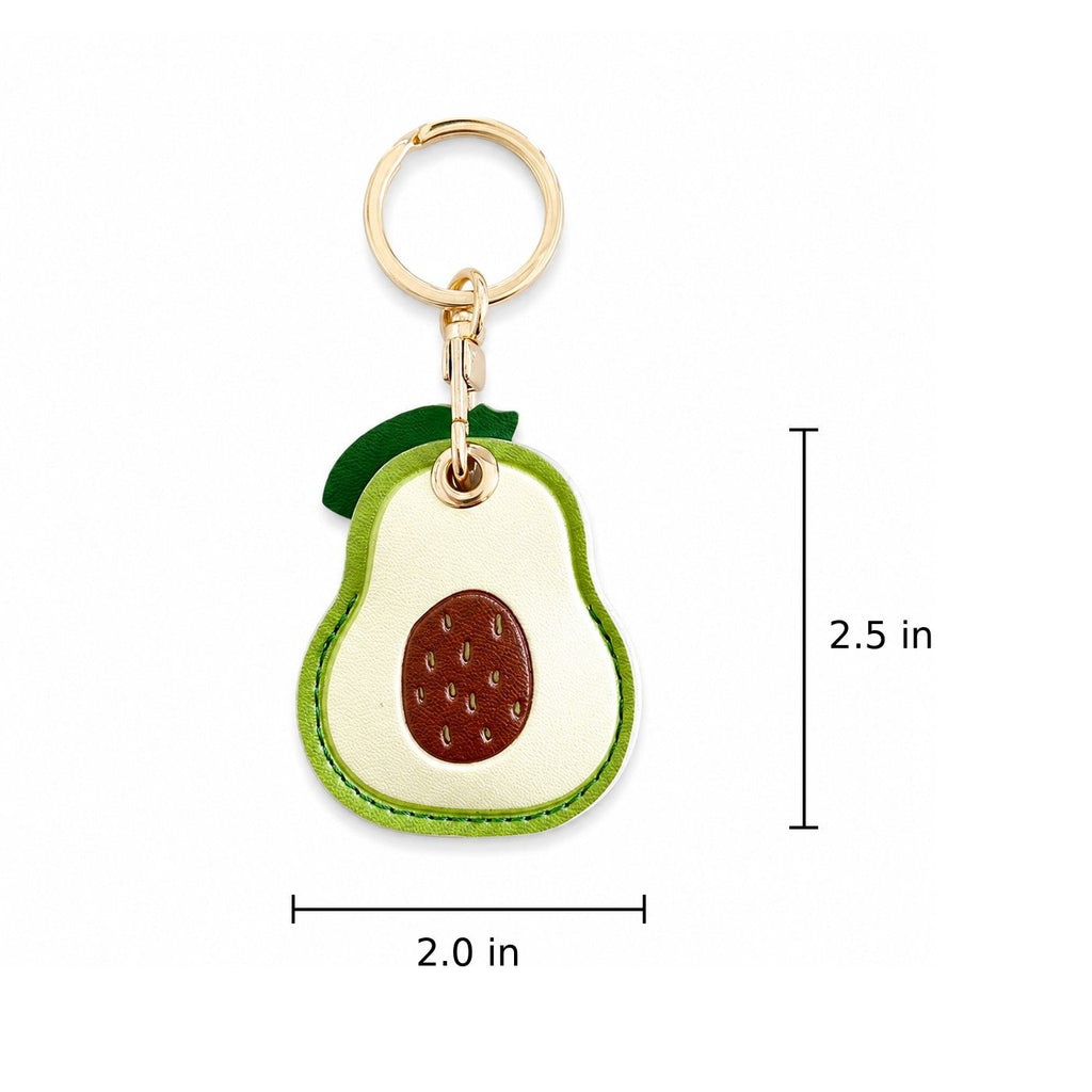Double-Sided Fruit Bag Charm Keychain with Stitched Detail and Gold-Tone Ring