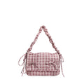 Plaid Shoulder Bag with Ruched Strap and Bow Detail