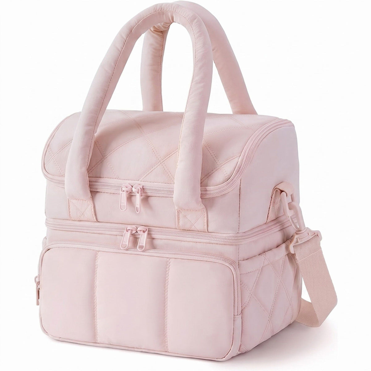 Bolsa de almuerzo acolchada con múltiples compartimentos, asas superiores acolchadas y correa de hombro desmontable de 10x10x7.1in