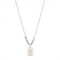 Women's Elegant Drop Pendant Necklace with Simulated Pearl and Polished Bead Chain