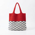 Crochet Knit Tote Bag with Openwork Design and Wave Pattern