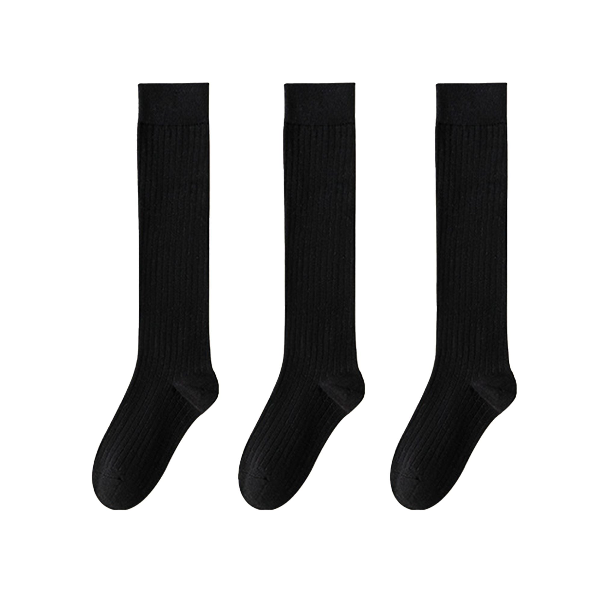 Anna-Kaci Women's 3-Pack Ribbed Knee High Compression Socks Seamless Toe Slim Fit Design