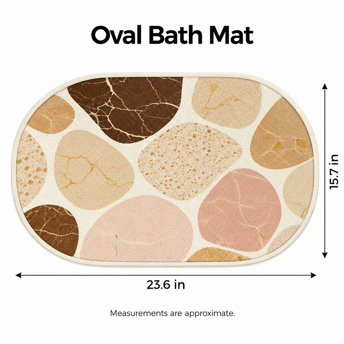 Oval Absorbent Bath Mat with Abstract Stone Print