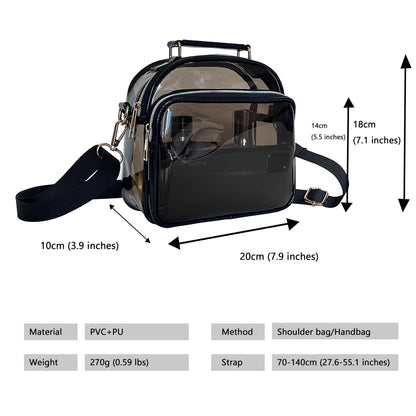 Anna-Kaci Trendy Clear Transparent Women's Shoulder Bag with Iridescent Trim