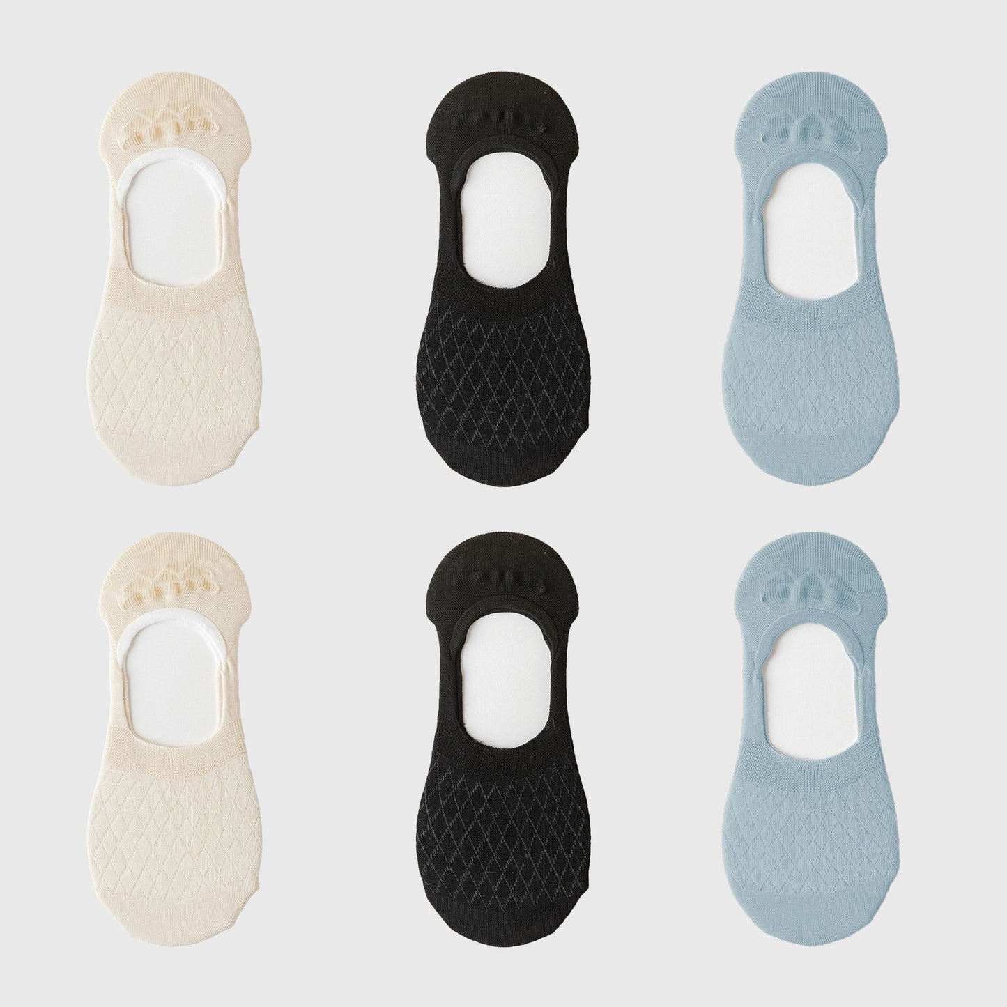 Anna-Kaci Women's Solid No Show Socks Non Slip Cotton 6Pk