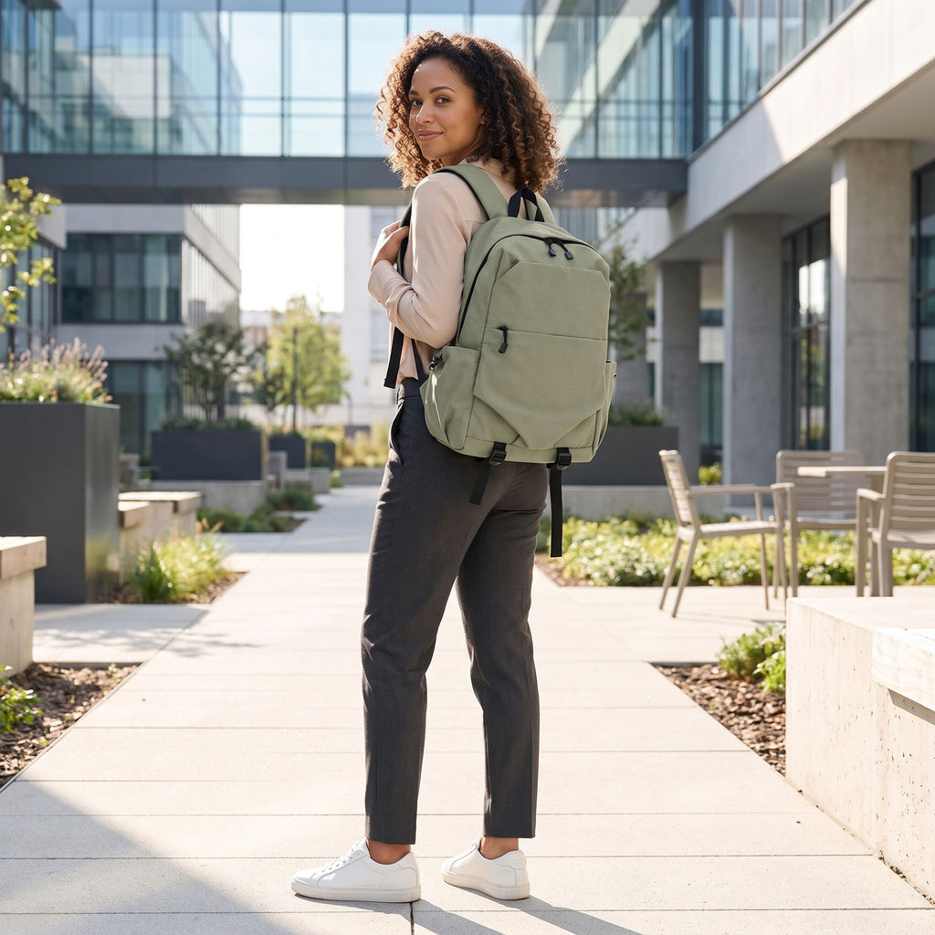 Large Casual Backpack with Multiple Pockets Adjustable Straps and Buckle Details