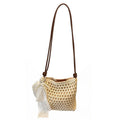 Crochet Crossbody Bag with Lace Bow Detail Lightweight Knit Shoulder Bag Small Casual Handbag