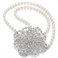 Filigree Crystal Flower Pearl Waist Chain Adjustable Elegant Body Belt Luxury Floral Waist Jewelry 47.2in