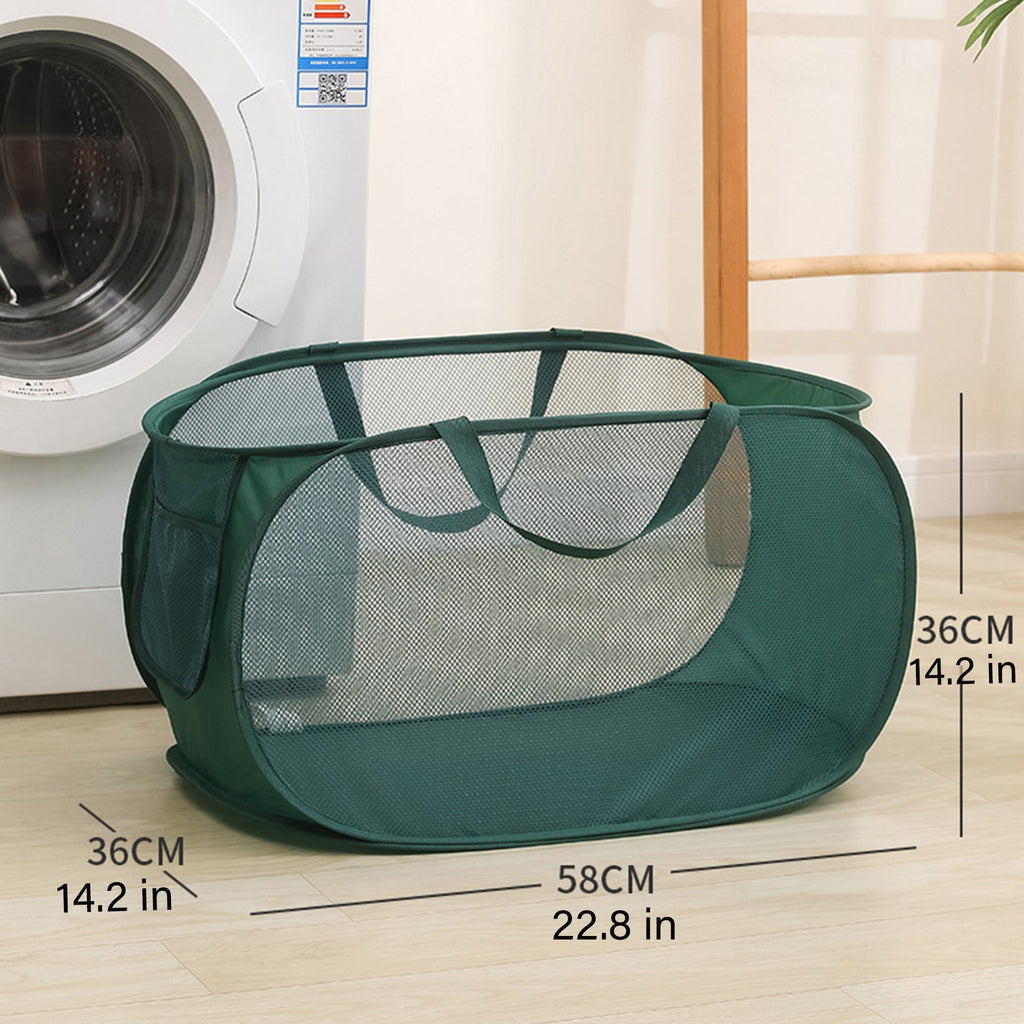 Collapsible Mesh Laundry Basket Large Capacity Pop Up Hamper Foldable Clothes Storage Bin