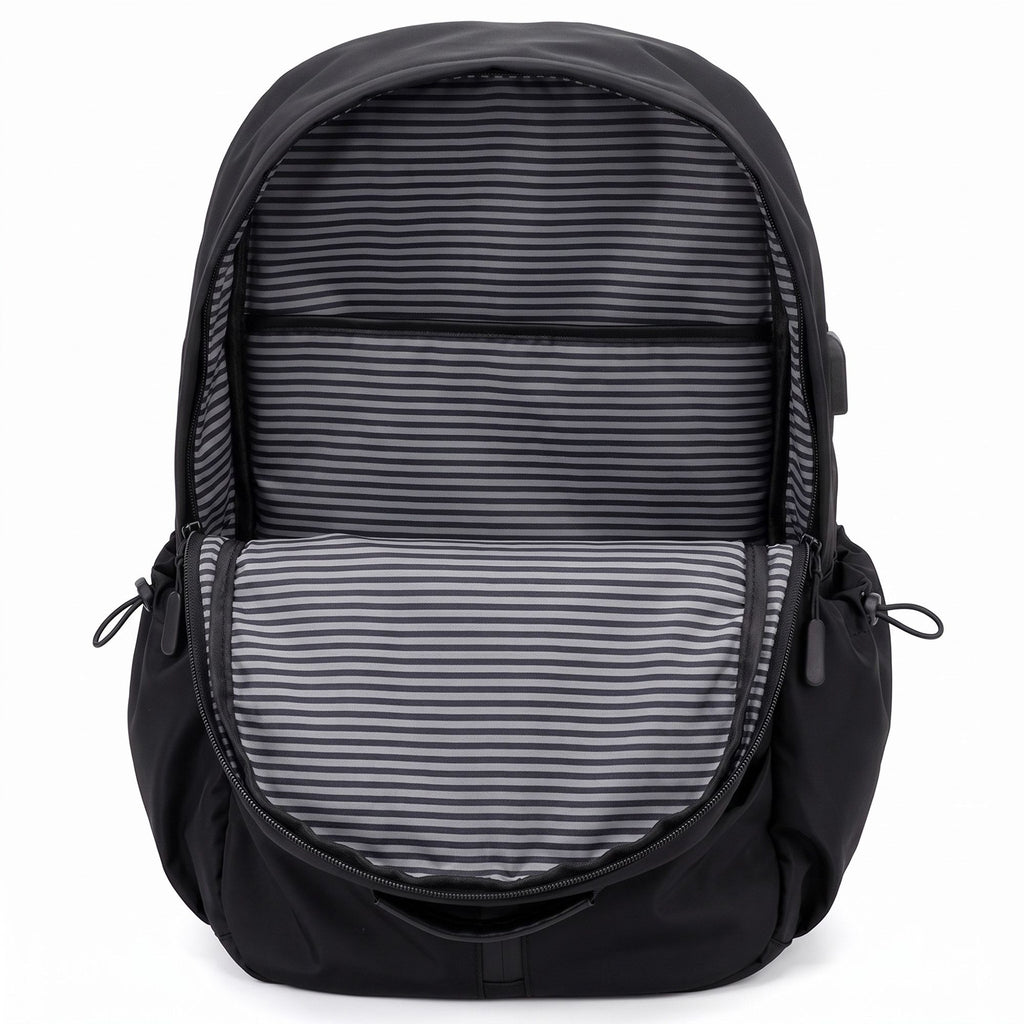 Multi-Pocket Commuter Travel Backpack with Padded Straps and Side Pockets