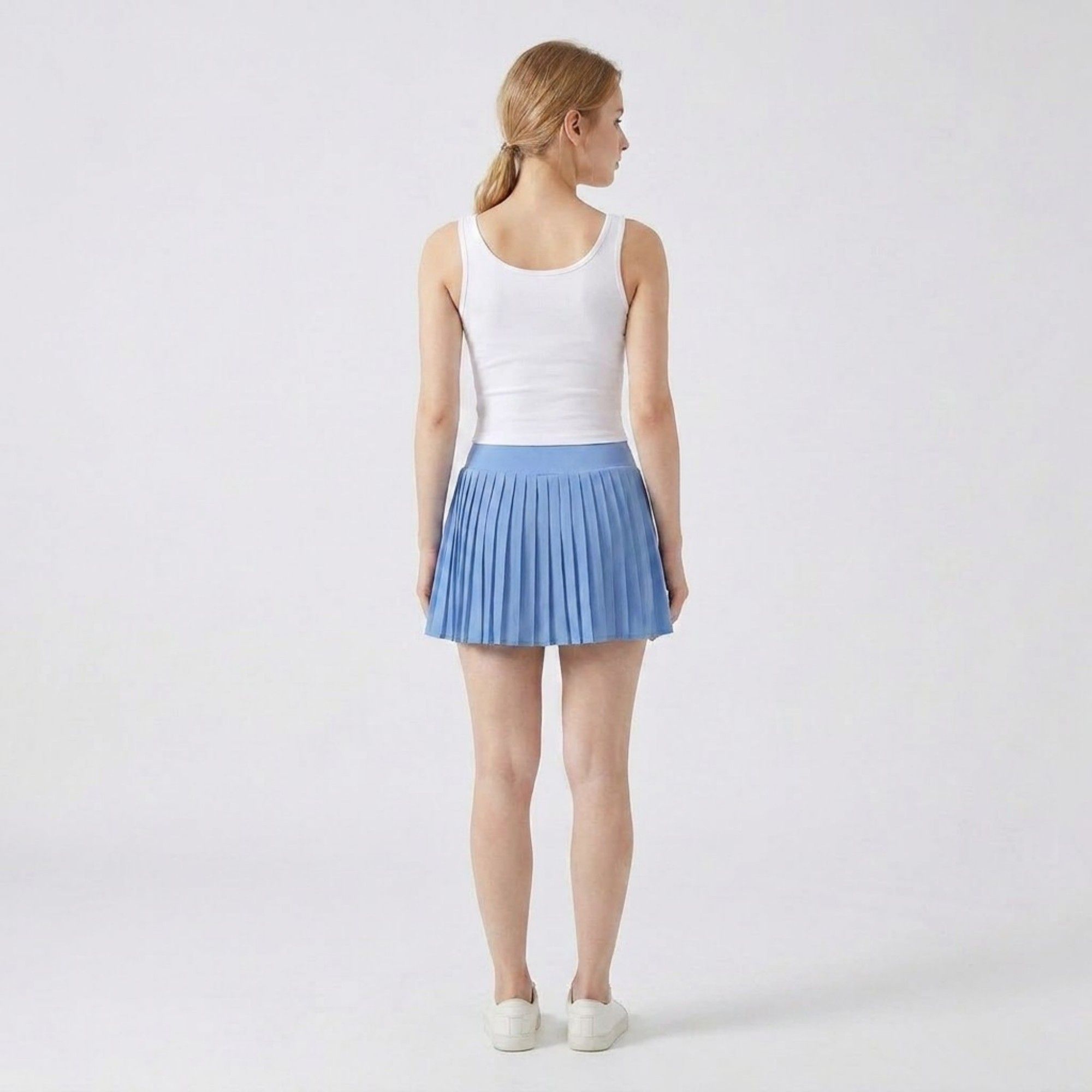 Anna-Kaci Active Womens High Waist Pleated Athletic Skort with Sheer Overlay Wide Waistband and Built In Shorts