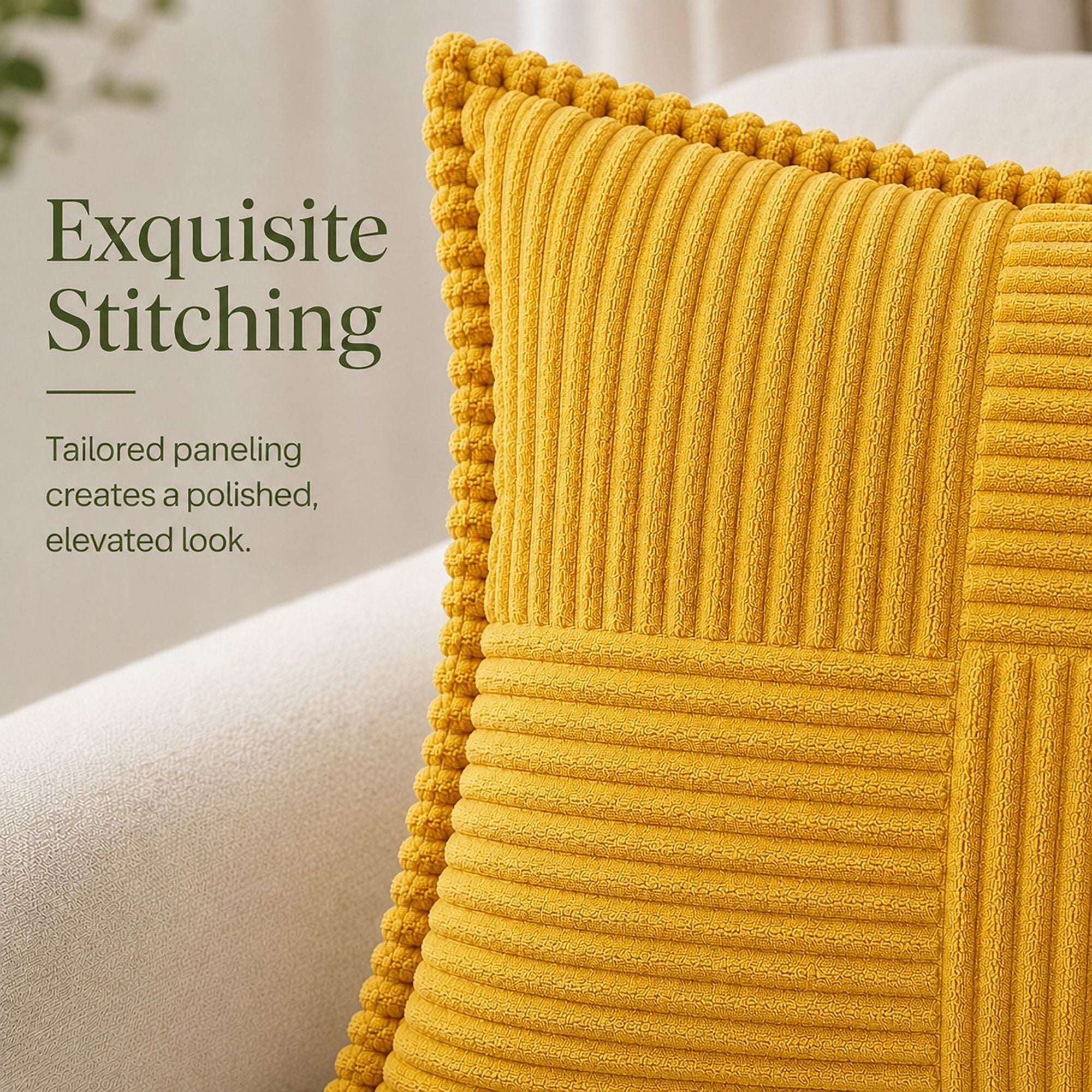 Soft Corduroy Decorative Throw Pillow Cover Geometric Accent Cushion Cover for Sofa Bed