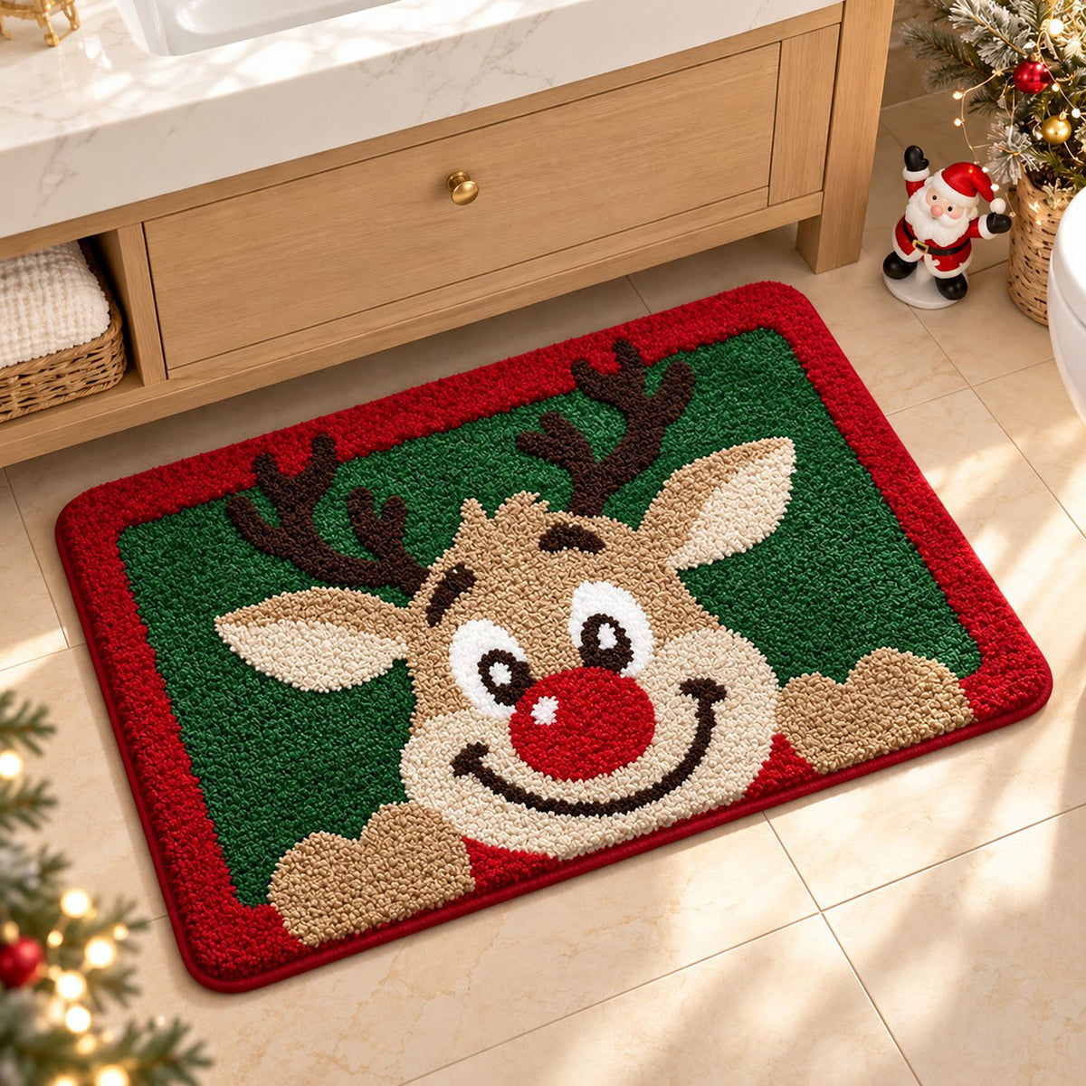 Christmas Character Tufted Bath Rug with Nonslip Backing 15.7 x 23.6 in