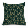 Plush Embroidered Christmas Tree Throw Pillow Cover 18 x 18 Inch Holiday Decor