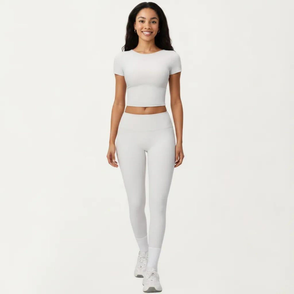 Anna-Kaci Active Women's Short Sleeve Cropped Active Top with Crew Neck and Smooth Stretch Fit