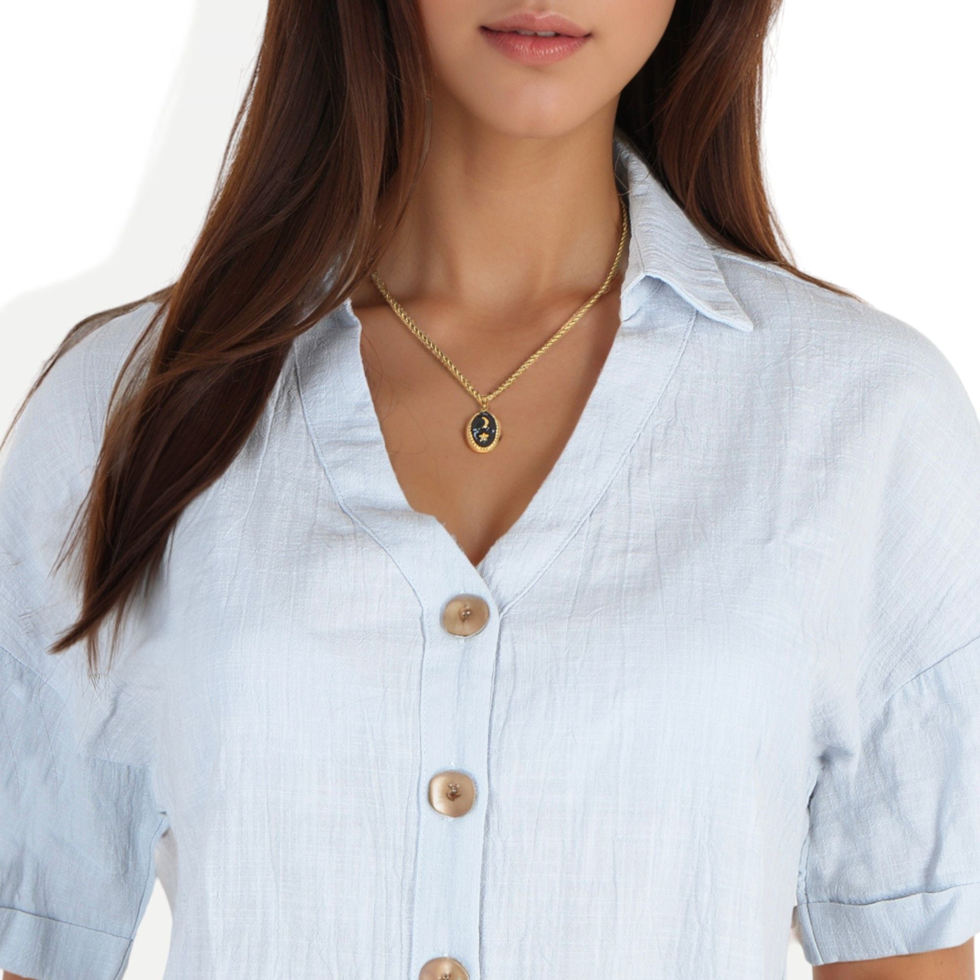 Women's Fashion Necklace with 18K Gold Plated Pendant Moon and Star Design Adjustable Chain