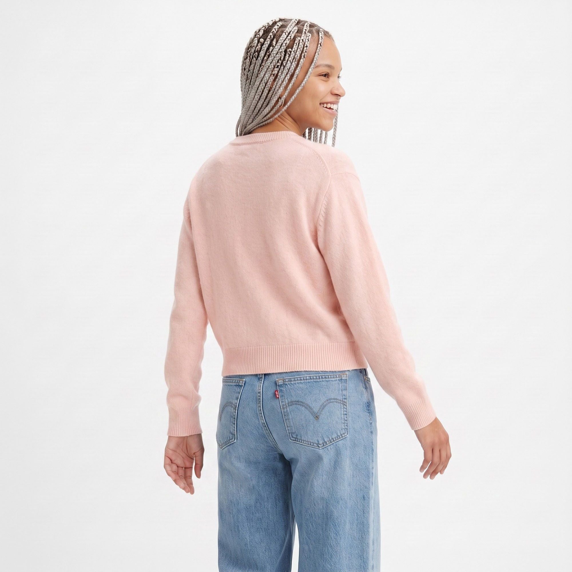 Crewneck Button-Front Knit Cardigan Sweater